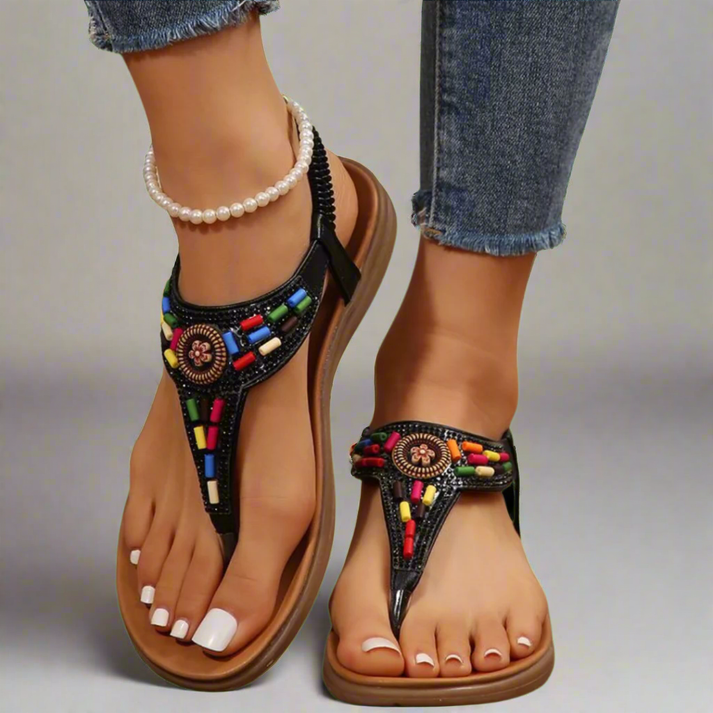 Berwinda | Flache Böhmische Gladiator-Sandalen