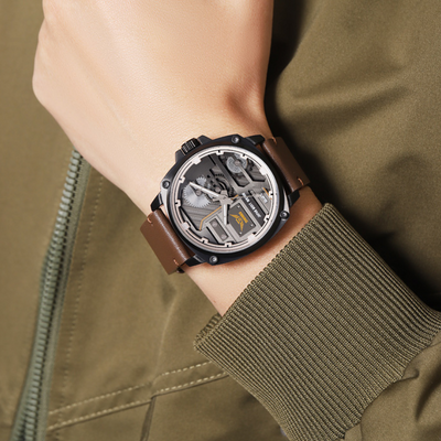 van Baerle® - Quarz Leder Herrenarmbanduhr