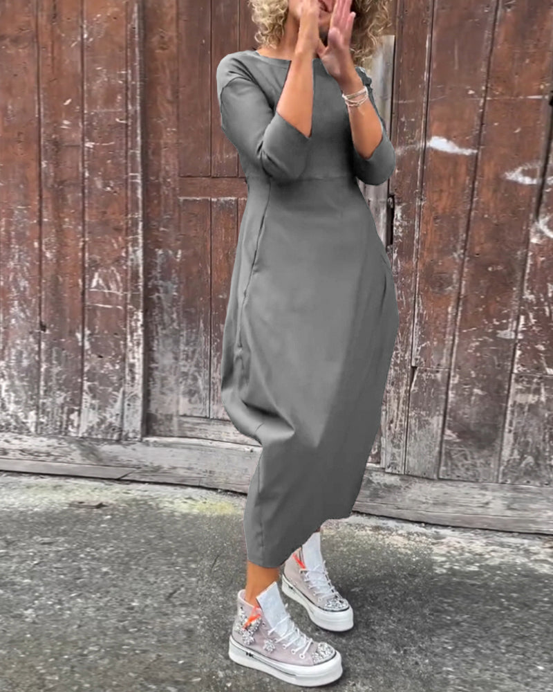 Elegantes Langarmkleid mit Taschen für Damen