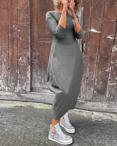 Elegantes Langarmkleid mit Taschen für Damen