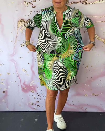 Yara™ | Elegantes V-Ausschnitt Kleid mit Bunter Note