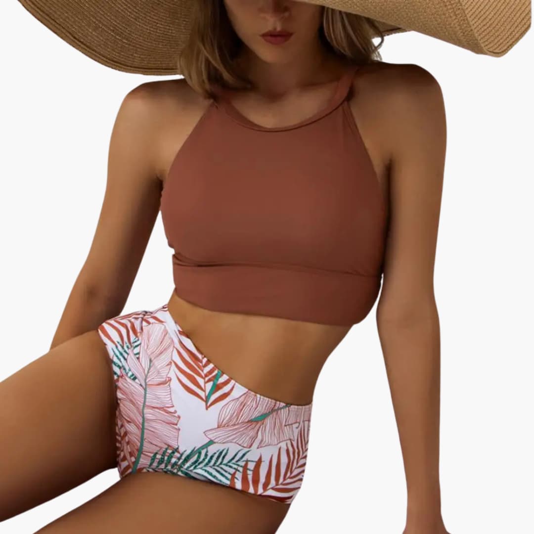 Blumenmuster High-Waist Bikini - Damen Zweiteiler für den Sommer