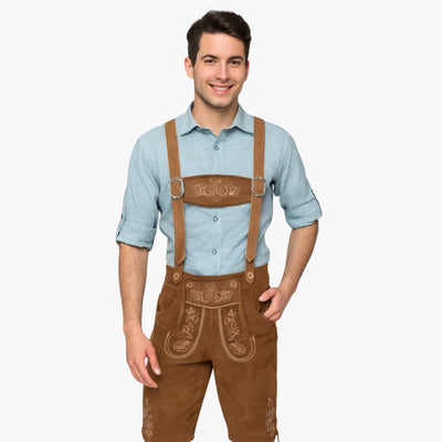 Helle Kniebund Lederhose für Herren - Oktoberfest 2025