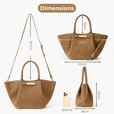 Strandtasche Damen Vegan Suede – Große Tote Bag Sommer Braun