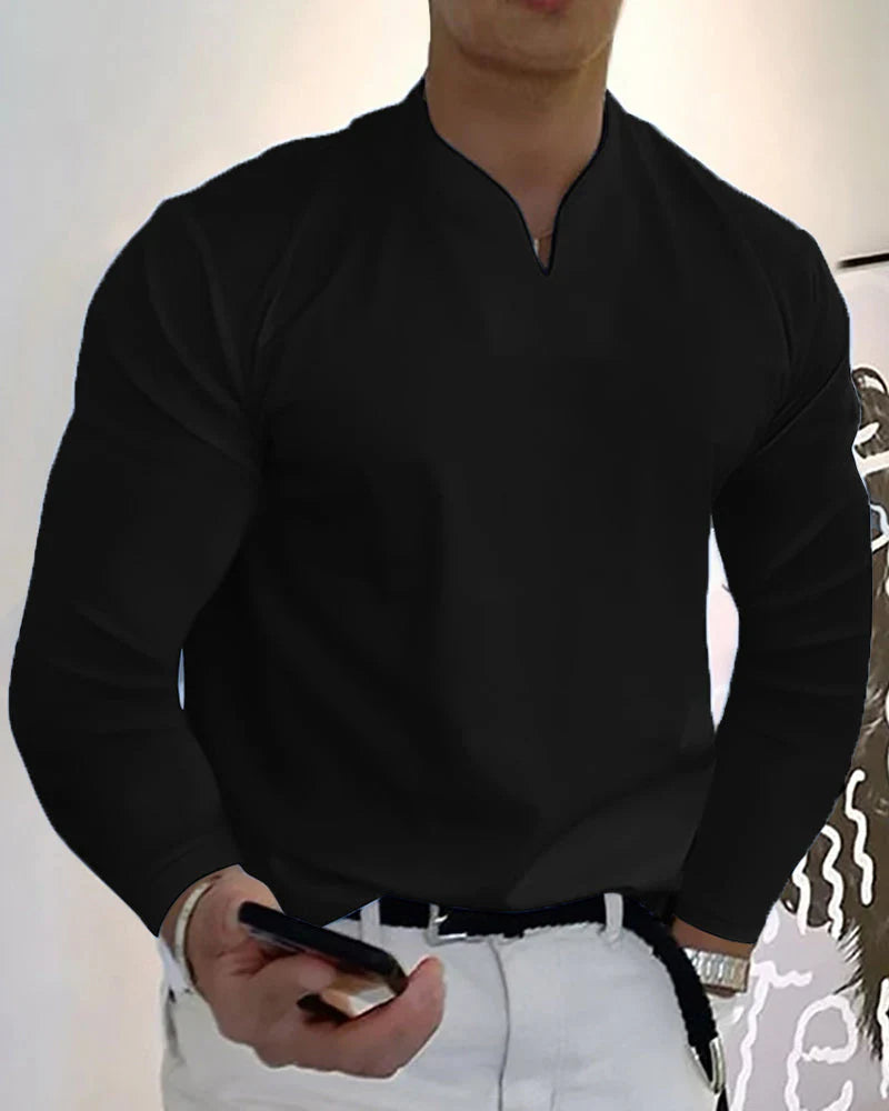 Albert - Einfarbiges Langarmhemd