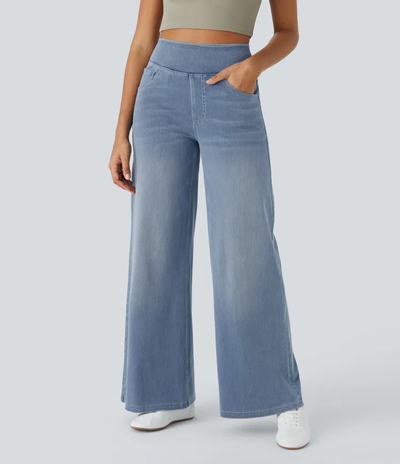 Lara - High-Waist Stretch Jeans mit weitem Bein