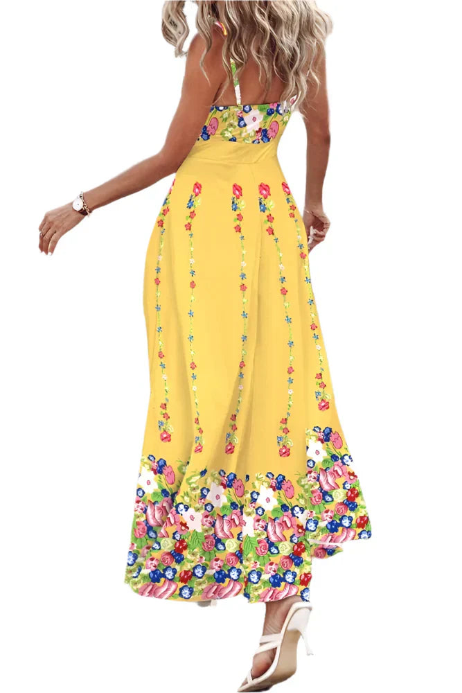 Ellie - Lange Spaghetti-Trägerkleid mit entspannter Druckmuster