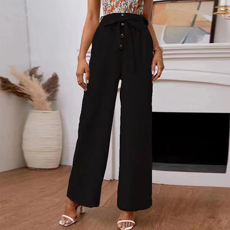 Martina - Fließende Hose mit hoher Taille und eleganter Schleife