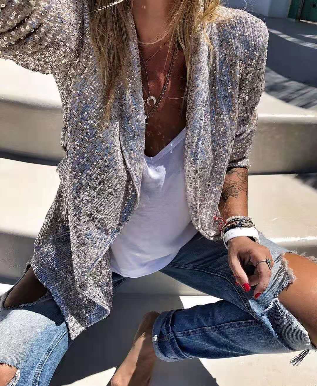 Eleganter Damen-Paillettenblazer für festliche Anlässe