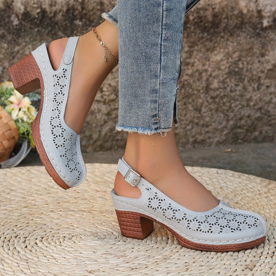 Hohe Absätze Bequeme Sommer Sandaletten mit Chunky Absatz