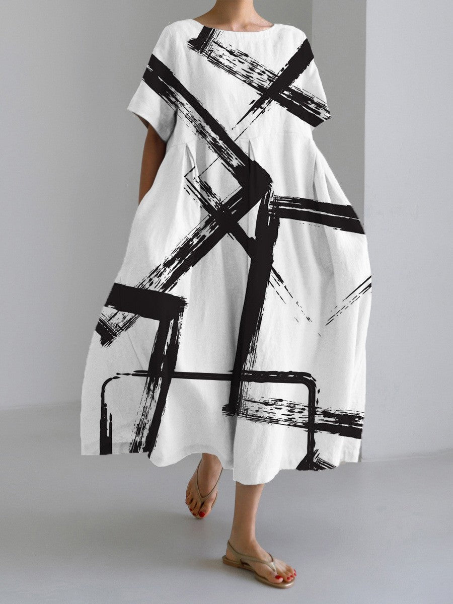 Sophie – Elegantes Damenkleid mit geometrischem Muster