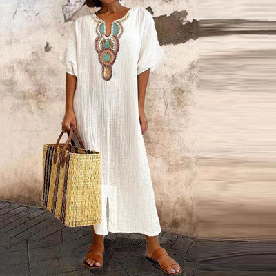 Emma – Baumwoll-Leinenkleid mit Schlitz