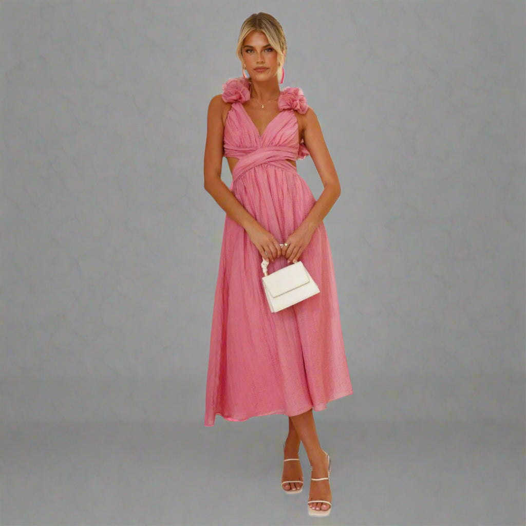 Ruth | Elegantes Blumen-Schulterkleid