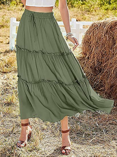 Leah – Elastisches Maxikleid mit hohem Bund und Falten