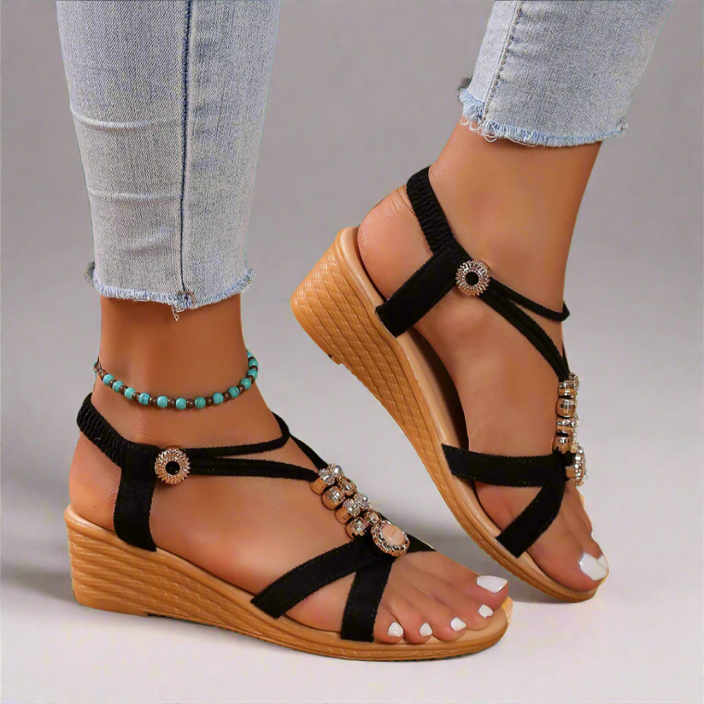 Nelda | Wedge Sandalen mit Knöchelriemen – Stilvoll und Bequem