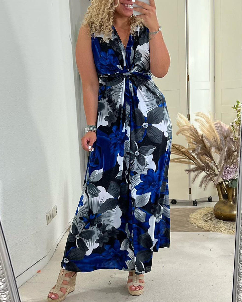 Sacha™ - Elegantes ärmelloses Kleid mit plissiertem Blumenprint