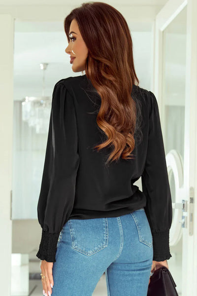 Drapierte bluse mit wickelkragen für damen