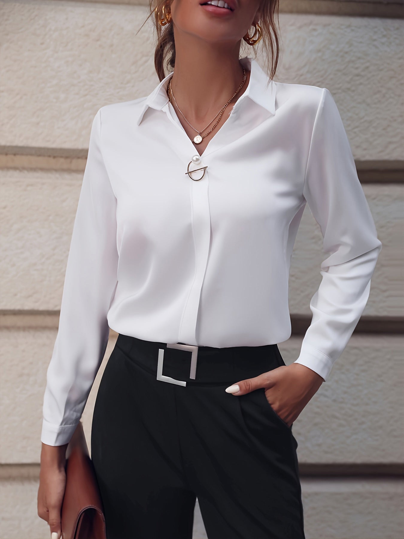 Damen Blusenshirt Elegant Business Cardigan – Stilvolle Langarmbluse für Büro & Alltag