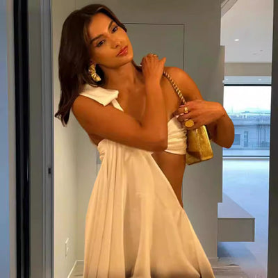 Imogen – Asymmetrisches Damen-Partykleid mit schräger Schulter