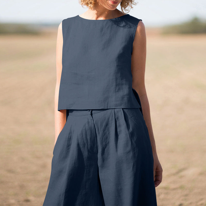 Alison – Retro Damenanzug aus Baumwolle und Leinen mit langen Ärmeln