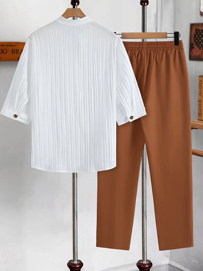 Emmett - Zweiteiliges Herren-Set aus Kurzarmhemd und langer Hose