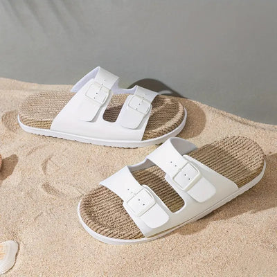 Francis - Offene Hausschuhe für Herren mit Schnallenriemen