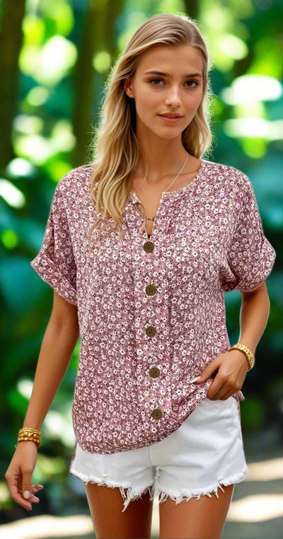 Clarissa – Sommerbluse Damen Blumenmuster Aus Leichtem Stoff