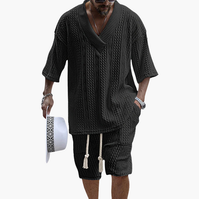 Luftiges Zweiteiler Sommer Set mit Hemd und Shorts für Herren