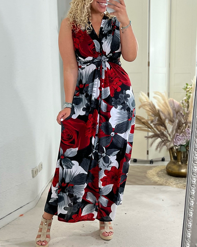 Sacha™ - Elegantes ärmelloses Kleid mit plissiertem Blumenprint