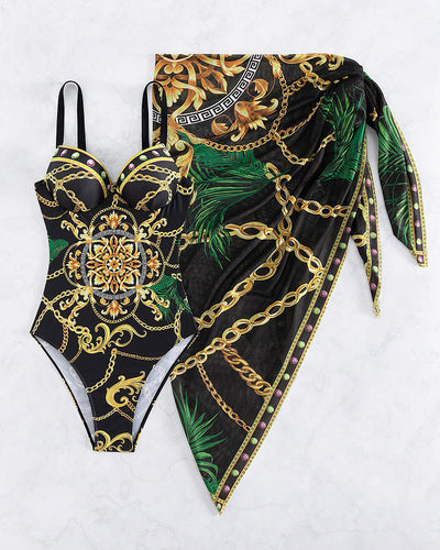 Darius Badeanzug mit Zierkette und Strandrock