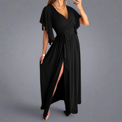 Quiswina | Elegantes V-Ausschnitt Mopp Kleid