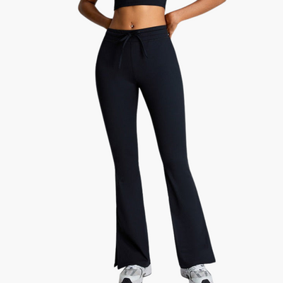 Schwarze High Wait Yogahose - Damenkomfort mit Bauchkontrolle