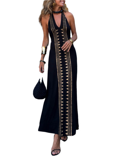 Leann - Langes Kleid mit geometrischem Druck