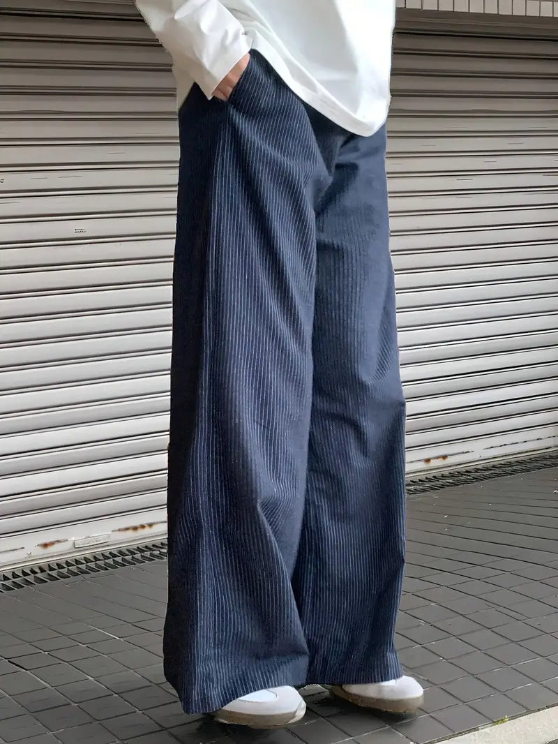 Thompson - Gestreifte Freizeithose mit weitem Bein für Herren