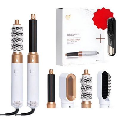 5-in-1-Stylingbürste für alle Haartypen – Trocknen, Glätten, Locken und Volumengeben mit anspruchsvollem Design und 5 austauschbaren Spitzen