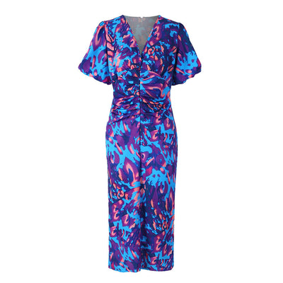 Damen Midikleid mit Puffärmeln und Animal-Print – Elegantes Sommerkleid für besondere Anlässe