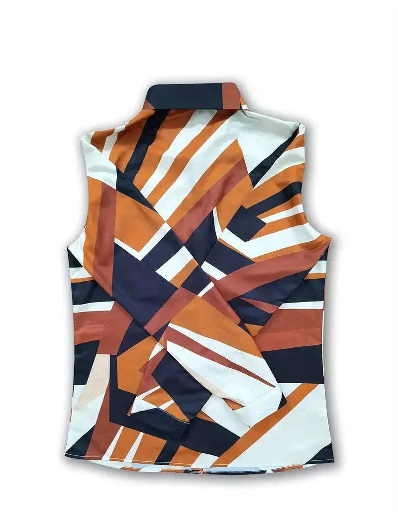 Trendige Damenbluse mit abstraktem Muster und Knopfleiste – Marlene