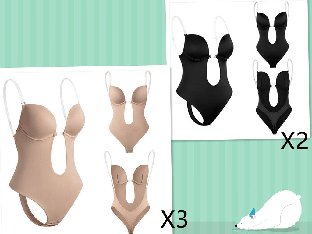 Amanda – Enger Damenbody mit tiefem V-Rücken und Bauchkontrolle