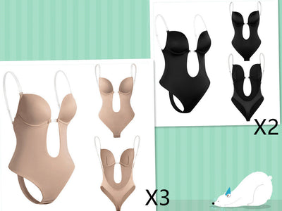 Amanda – Enger Damenbody mit tiefem V-Rücken und Bauchkontrolle