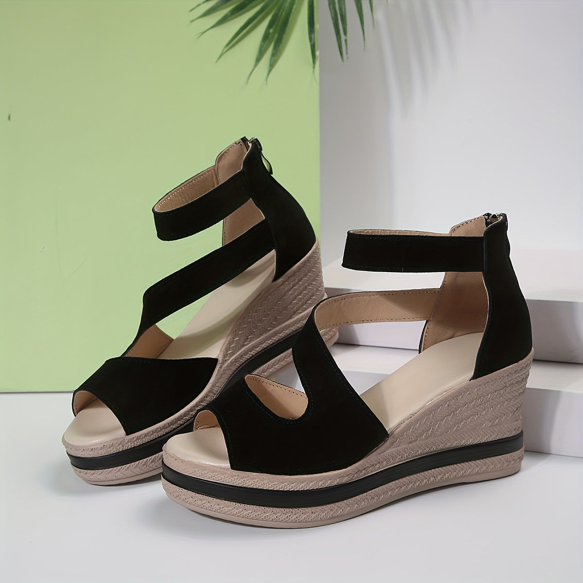 Keilsandalen mit Plateau – Bequeme Sommerschuhe mit Reißverschluss