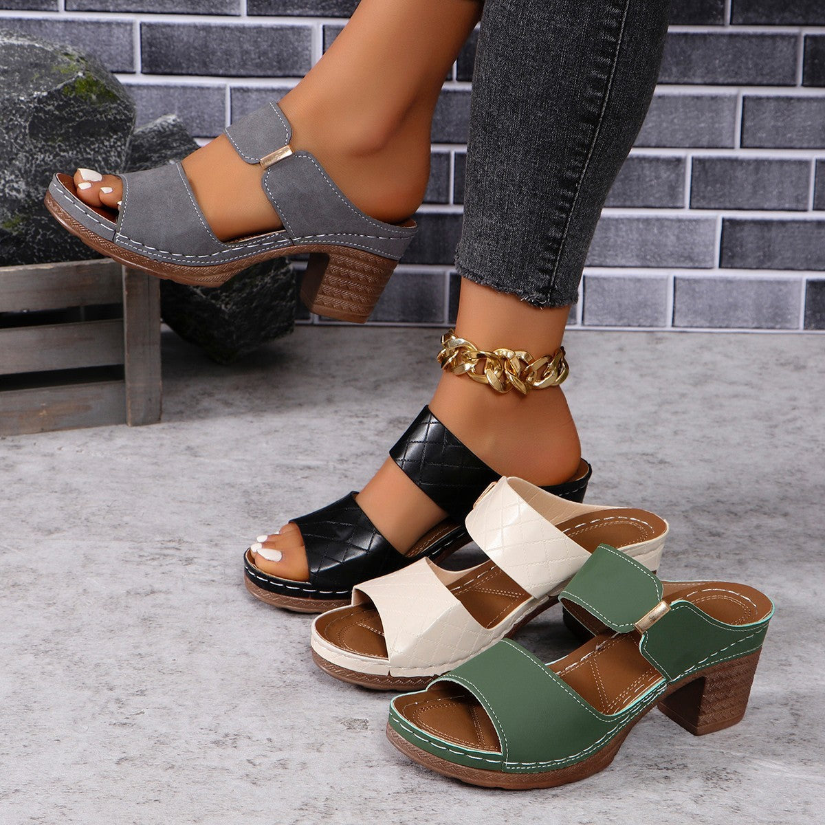 Barbara – Modische Damen-Rundzeh-Sommer-Sandalen