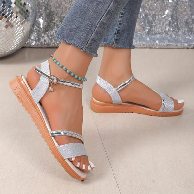 Keilsandaletten Plus Size Bequeme Sommer Plateau-Sandalen mit Schnalle