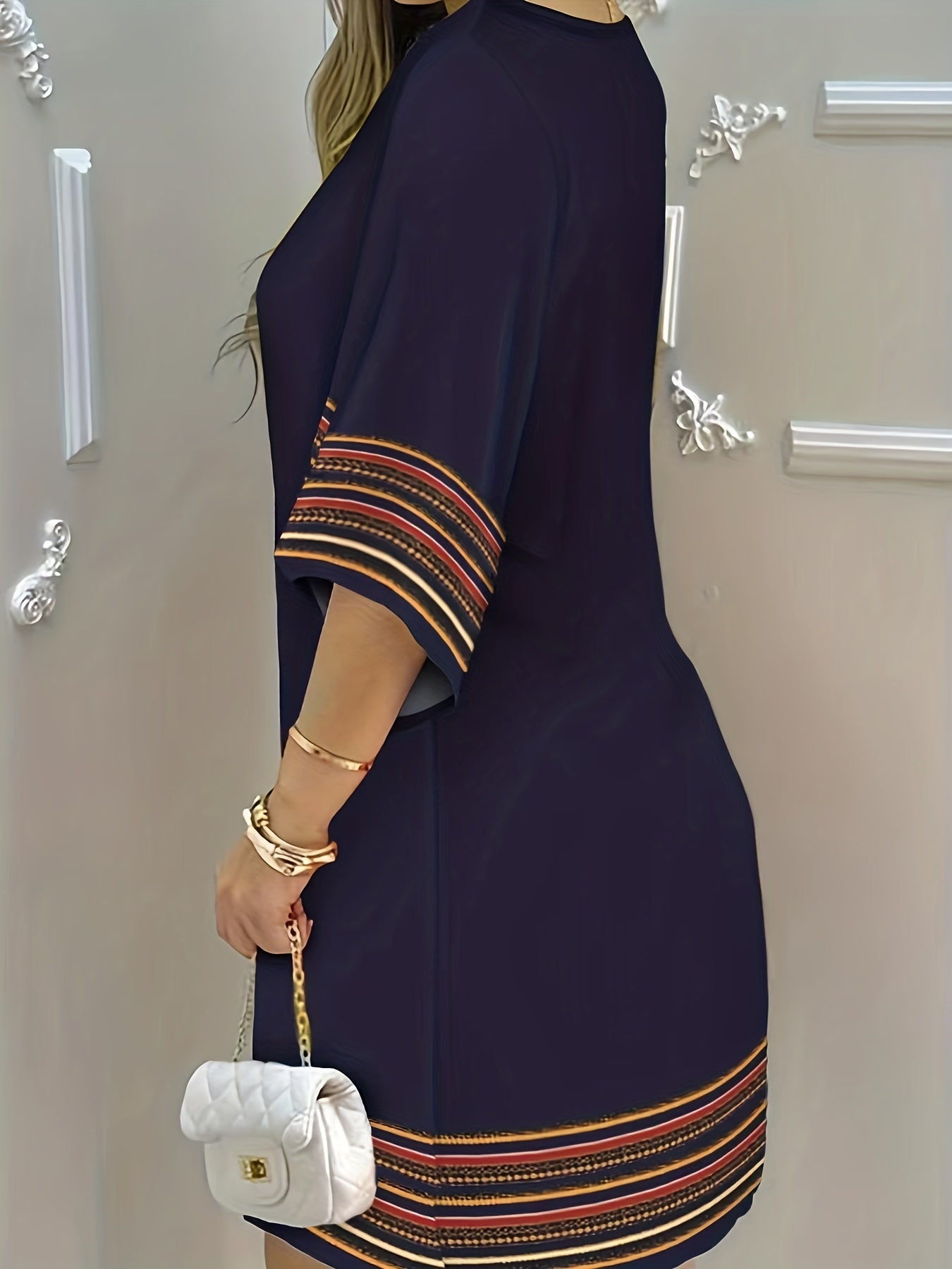 Peacock Blumenprint Kleid Damen – Boho Halbarm, Frühling & Sommer