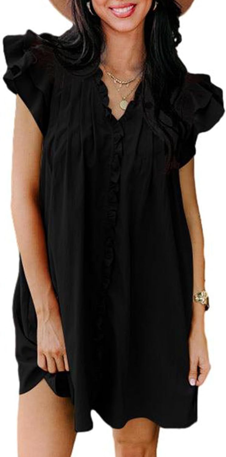 Barbara – Modisches V-Ausschnitt-Kleid mit Rüschenärmeln