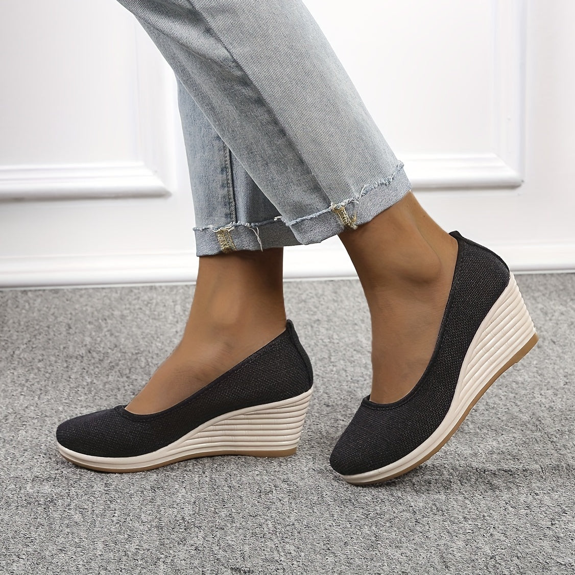 Lässige Wedge Sandalen – Atmungsaktive Slip-On Schuhe mit Weicher Sohle