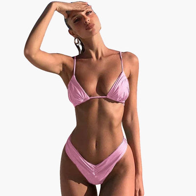 Damen-Bikini-Set mit Triangel-Top und hoch geschnittener Bikinihose