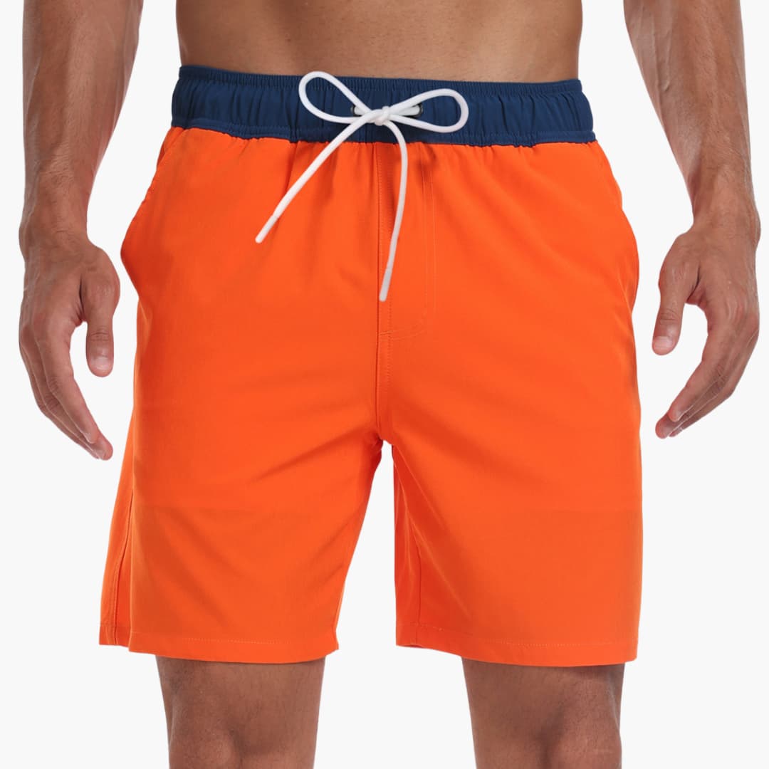 Gestreifte Herren-Badeshorts - mit Kordelzug und Taschen