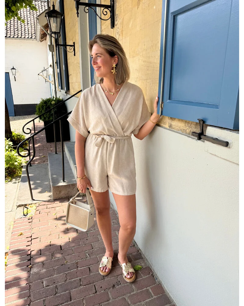 Lerusik - Kurzärmeliger Leinen Spielanzug