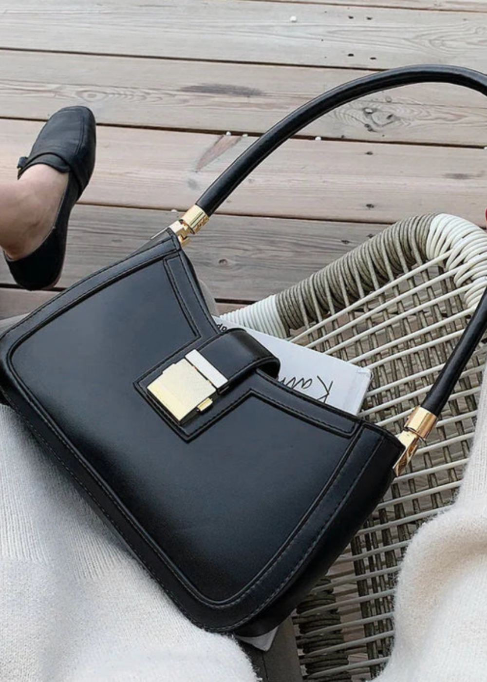 Damen Schultertasche Schwarz – Elegant & mit Reißverschluss