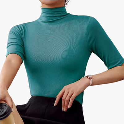Damen Rollkragenpullover mit halbem Arm und nahtlosem Design